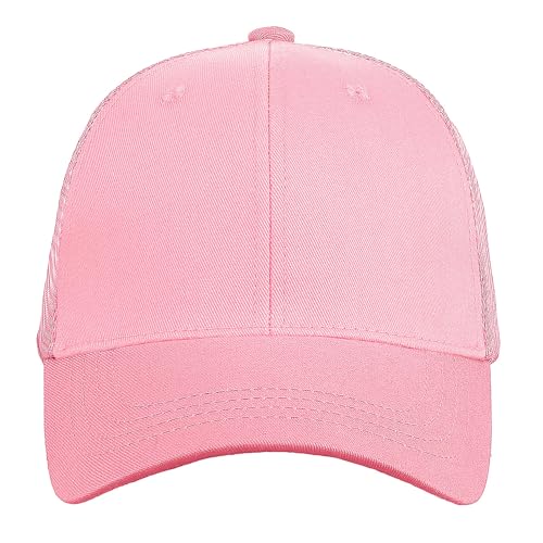 Falari Trucker Hat Baseball Cap Structured Plain Design 6 Panel, Adjustable Size - color: 1pk Pink