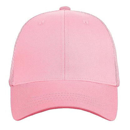 Falari Trucker Hat Baseball Cap Structured Plain Design 6 Panel, Adjustable Size - color: 1pk Pink