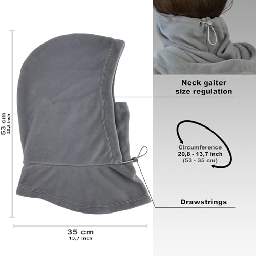 Fleece Balaclava Over Helmet - Warm Helmet Ninja Hood - Snowboard Hooded Hat Neck Gaiter Ski Mask - color: Gray, size: One Size