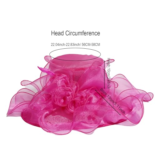 Women Oganza Sun Hat Church Wide Brim Wedding Formal Fascinator Hat - color: Rose
