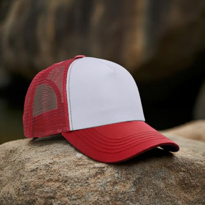 Falari 12 Pack Bulk Wholesale Mesh Trucker Hats 5 Panel and 6 Panel Baseball Caps for Men and Women - color: 5 Panel - Burgundy