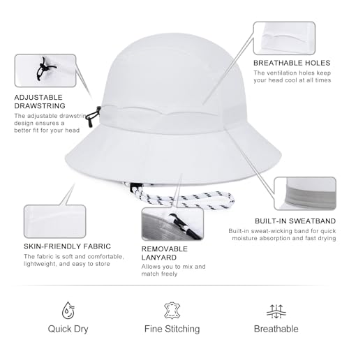 VOBOOM Women Lightweight Unstructured Bucket Sun Hat - color: White