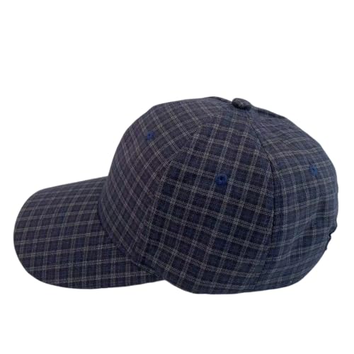 Unisex Plaid Baseball Cap Classic Checkered Cotton Dad Hat Retro Adjustable - color: Blue