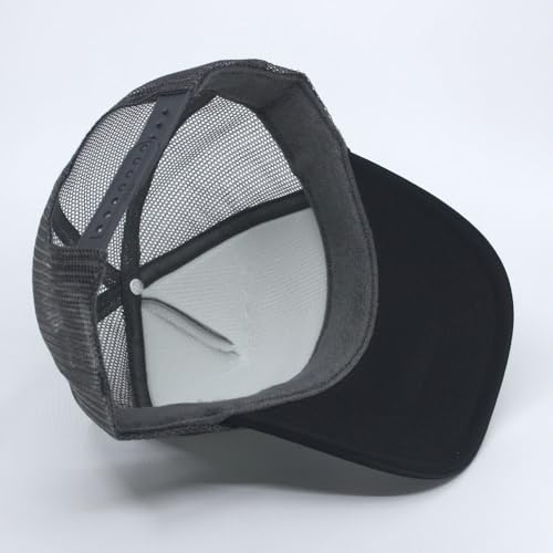 High Crown Foam Mesh Camouflage Tri-Color Oak Leaves Trucker Hat Baseball Cap - color: Black/Gray/Charcoal Gray