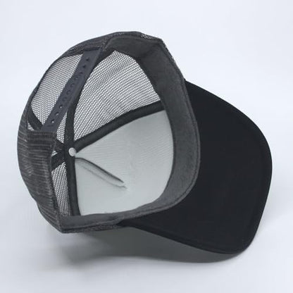 High Crown Foam Mesh Camouflage Tri-Color Oak Leaves Trucker Hat Baseball Cap - color: Black/Gray/Charcoal Gray