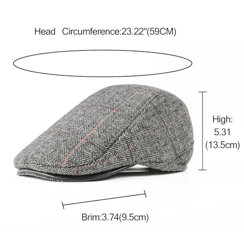 DOCILA Ivy Cap for Men Retractable Invisible Earflap Caps Warm Outdoor Ear Cover Wool Blend Beret Flat Newsboy Gatsby Hats - color: Darkgrey