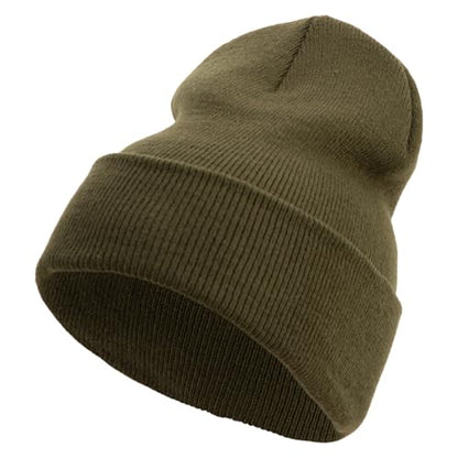 e4Hats.com 12 inch Cuffed Knit Long Beanie - color: Olive