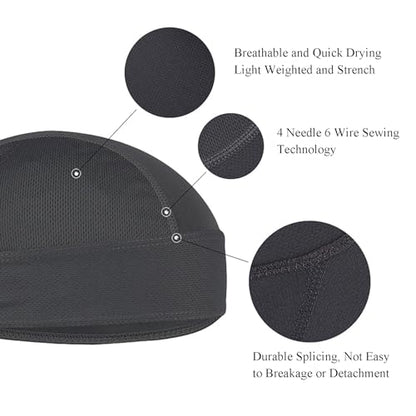 Sweat Wicking Doo Rag - Dew Rag Cooling Helmet Liner - Breathable Helmet Do Rag for Men and Women - color: Skyblue