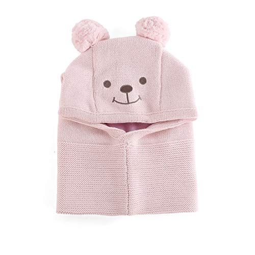 Baby Toddler Kids Winter Hats Warm Windproof Knit Scarf Hood Fleece Hat - color: Pink, size: 6-24 Months