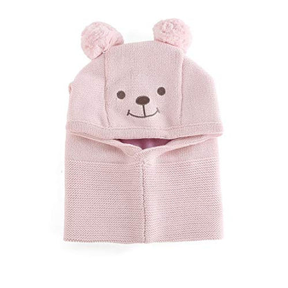 Baby Toddler Kids Winter Hats Warm Windproof Knit Scarf Hood Fleece Hat - color: Pink, size: 6-24 Months