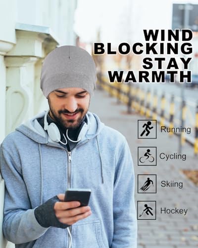 WRELS Winter hat Running Skull Cap Breathable Helmet Liner Cycling Beanie Sweat Wicking Hockey Head Caps for Men Women - color: Grey*2