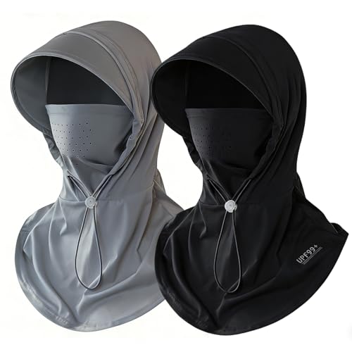 2 Pcs Cooling Breathable Balaclava Full Face Mask - color: Black+gray