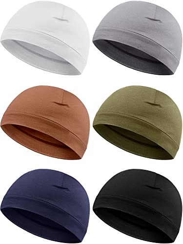 Syhood 6 Pcs Men Skull Caps Cotton Beanies Caps Sleep Hats - color: Classic Colors