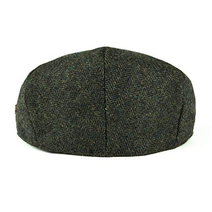 VOBOOM Men's Herringbone Flat Ivy Newsboy Hat Wool Blend Gatsby Cabbie Cap - color: Army Green, size: 7 7/8