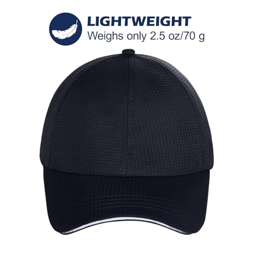 ZTL Womens High Ponytail Baseball Cap Performance Mesh Hat, Lightweight Quick Dry Race Day Running Hat with Reflective Trim - color: Navy