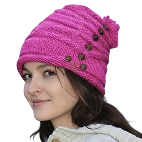 Agan Traders Women's 2026 Winter Mitten Hat Warm Fleece Lined Oversized Thick Chunky Slouchy From Nepal - color: Hat - Pink