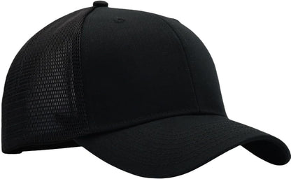 Mens Mesh Snapback Trucker Hat Baseball Cap, Fits OSFM&XXL Head - color: Curved Black, size: Medium-Large