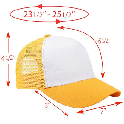 Falari 12 Pack Bulk Wholesale Mesh Trucker Hats 5 Panel and 6 Panel Baseball Caps for Men and Women - color: 5 Panel - Gold