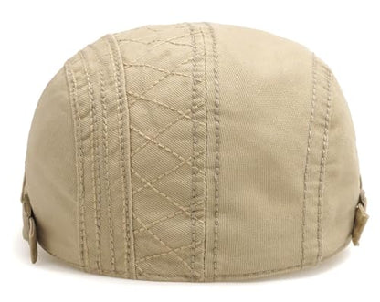 Initlove Mens Newsboy Cap Cotton Ivy Hat Beret Hats for Driving - color: A Beige