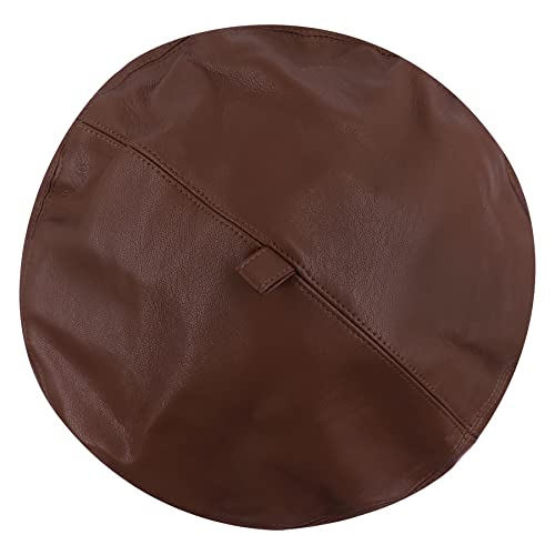 Women Classic PU Leather French Beret Beanie Hat Pumpkin Cap - color: Coffee 2#