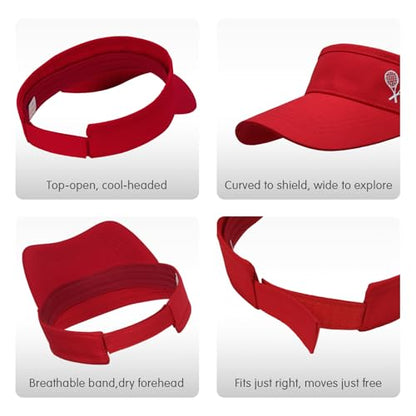 WILLPORT Kids Adjustable Cotton Visor Sun Hat,6-12Y - color: Red