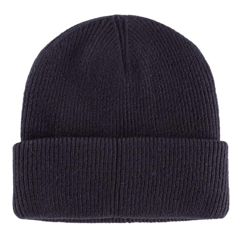Connectyle Thick Cuffed Beanie for Men & Women Double Layer Knit Winter Hat Acrylic Watch Hat Warm Stocking Skull Cap - color: Navy Blue