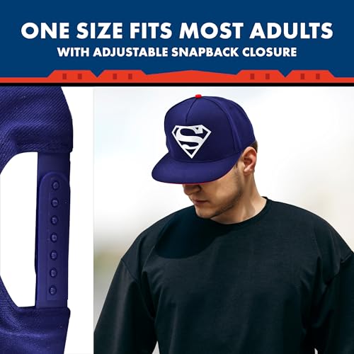 Concept One Unisex Adult DC Comics Superman Baseball Cap, Adult Adjustable Snapback Hat with Flat Brim for Men and Women - color: Navy
