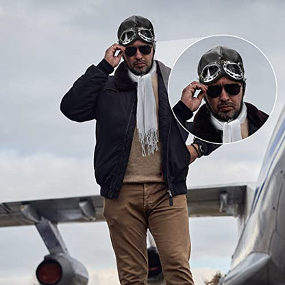 Jecery 3 Pcs Halloween Pilot Aviator Costume Accessories Set