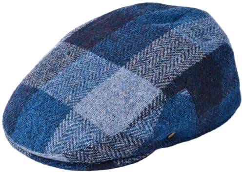 Failsworth Millinery Stornoway Harris Tweed Flat Cap (Latest Version) - color: Blue, size: Medium