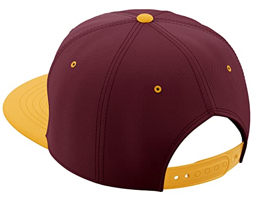 Daxton Classic Blank Snapback Flat Bill Visor Hat Cap One Size Adjustable Back - color: Burgundy Gold
