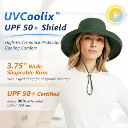 TOP-EX UVCoolix Women's UPF 50+ Wide Brim Cooling Sun Hat - color: Khaki, size: X-Large