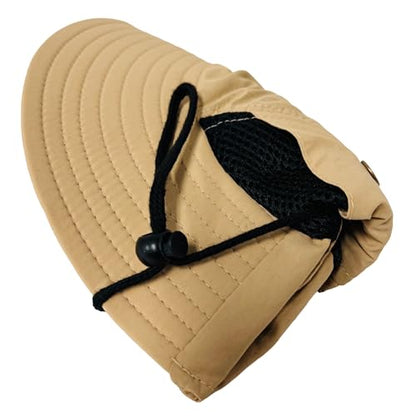 Packable and Adjustable Mesh Boonie Sun Hat with Neck Flap - color: Khaki