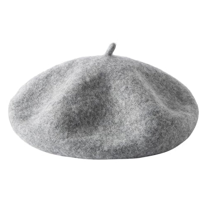 Lanzom Wool Blend Women Beret Hat French Beret Cap Winter Fashion Solid Color Hat for Women Girls Lady - color: Light Grey