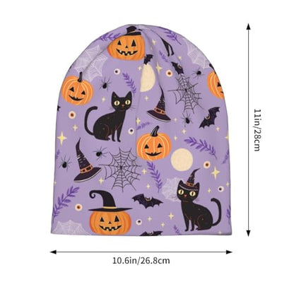 Slouchy Beanie Hat Skull Cap Chemo Headwear Baggy Hats for Men Women Running Cycling - color: Halloween Pumpkin
