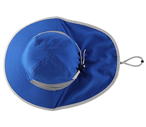 Connectyle Kids Sun Hat Adjustable Fishing Hat for Boys Grils Breathable UPF 50+ Protection Outdoor Beach Hat with Neck Flap - color: Blue