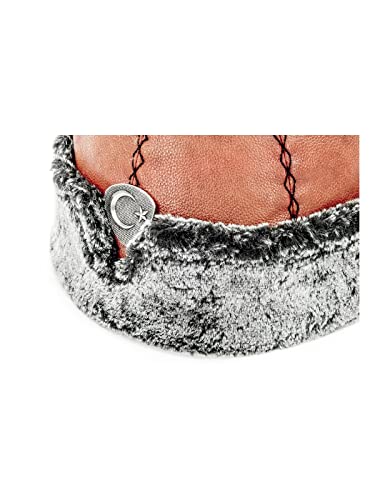 ihvan online Turkish Ottoman Bork Hat, Ertugrul Faux Leather Fur Winter Cap - color: Brown-grey / Style-7