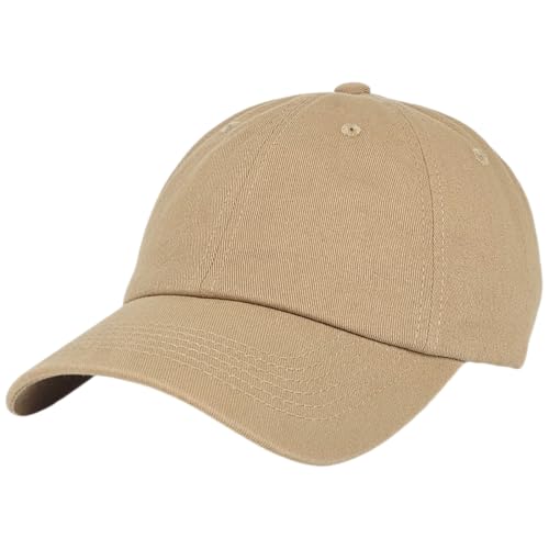 E BY ELIDAN Classic Dad Hat Cotton, Low-Profile Plain Baseball Cap, Adjustable, Breathable and Packable - color: Khaki