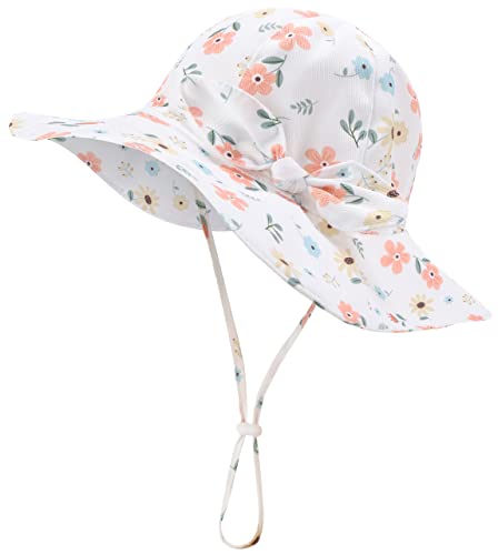 Baby Girl Sun Hat Infant Summer Beach Hat Toddler Bucket Hat UPF 50+ - color: Flowers Beauty, size: 2-4T