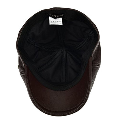 VOBOOM Leather Ivy Newsboy Caps 6 Panel Cabbie Beret Hat - color: Light Brown, size: 7 1/2