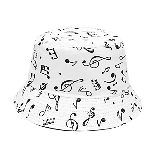 Unisex Print Double-Side-Wear Reversible Bucket Hat - color: Note White