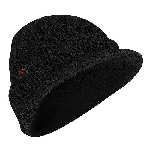 Rothco Wool Watch Cap with Brim – Wool Beanie Hat with Visor – Great for Winter Activities - color: Black