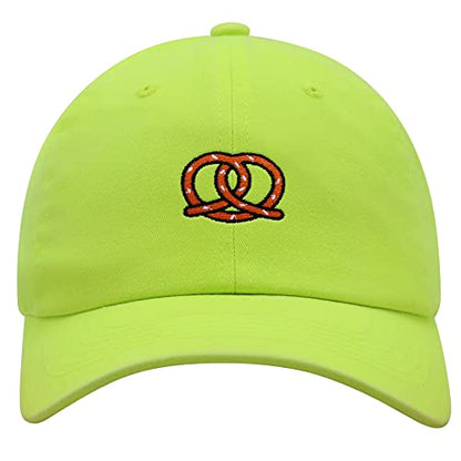 JPAK Pretzel Premium Dad Hat Embroidered Cotton Baseball Cap Snack - color: Neon Yellow