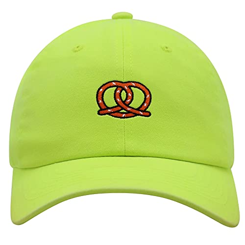 JPAK Pretzel Premium Dad Hat Embroidered Cotton Baseball Cap Snack - color: Neon Yellow