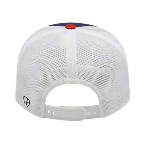 Cap America i8502 Flexfit 110 6-Panel Trucker Cap w/Adjustable Snapback - color: Navy/Red/White
