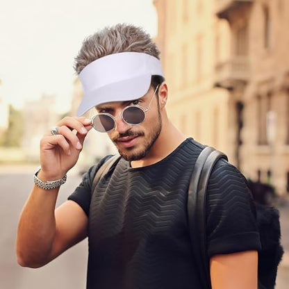 Adjustable Sun Visor Hat with Wig Spiked Hairs Fashion Baseball Golf Cap for Men & Women - color: White+brown Hair