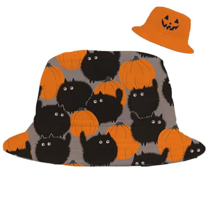 Bucket Hat for Men Women Funny Holiday Fishing Hat Cute Fisherman Cap - color: H-pumpkin