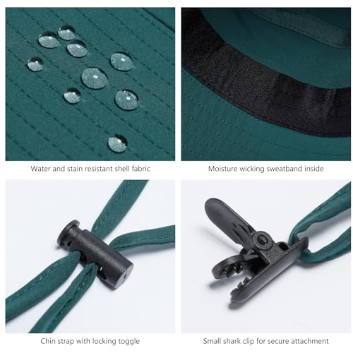 UPF 50+ Foldable Sun Hats Wide Brim with Large Neck Flap for Men Women UV Protection Gardening Fishing Beach Hat - color: Midnight Green