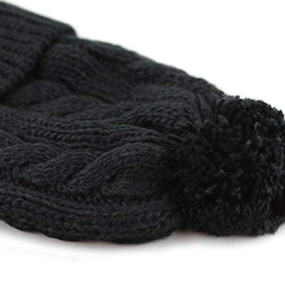 Women and Men Beanie Daily Winter Oversized Thick Stretchy Knitted Pom Pom Beanie Fleece Lined Beanie Hat - color: 1. Curly Black