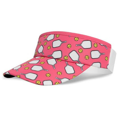 Headsweats Unisex Adult Lightweight Performance Running Sun Visor - color: Pink/Pickleball Paddles