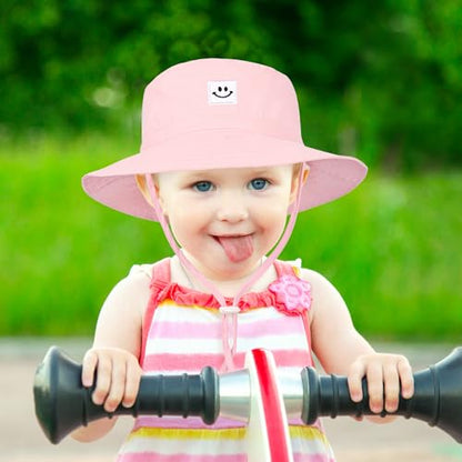 Baby Toddler Sun Hat,Kids Summer UPF 50+ Foldable Beach Bucket Hat for Boys Girls Children - color: White & Pink 2pcs, size: 2-4T